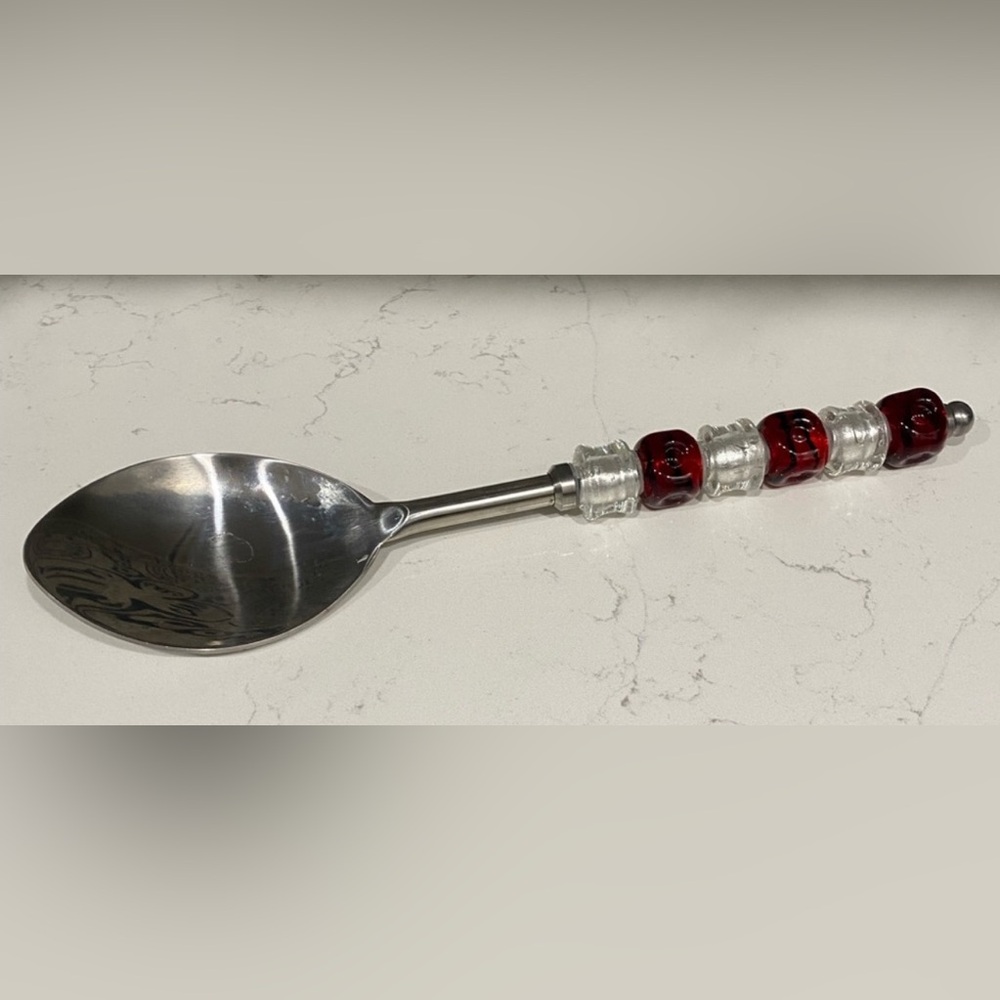 The Pampered Chef Stainless Steel Spoon with Red Accents